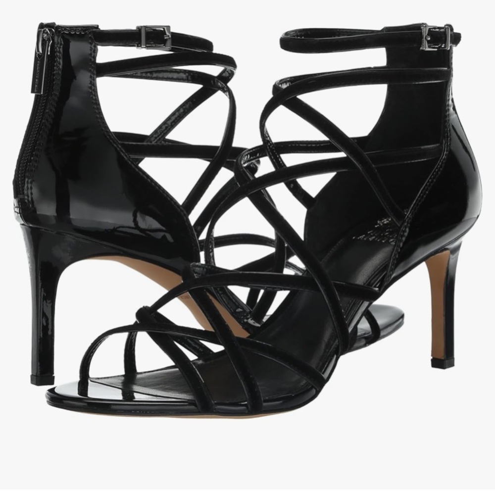 VINCE CAMUTO ARCELLA CAGED SANDAL IN BLACK. SIZE 7.5 worn once